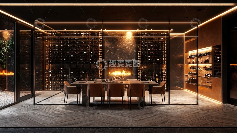 高清大图下载【趣麦麦图】奢华酒窖餐厅