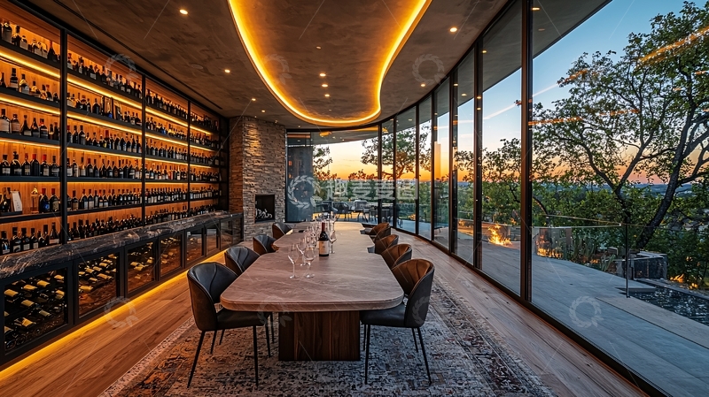 高清大图下载【趣麦麦图】豪华酒窖餐厅