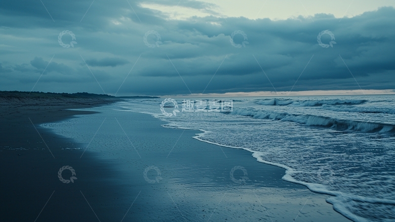 高清大图下载【趣麦麦图】阴天海滩