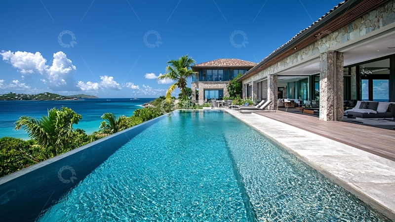 高清大图下载【趣麦麦图】海景别墅无边泳池