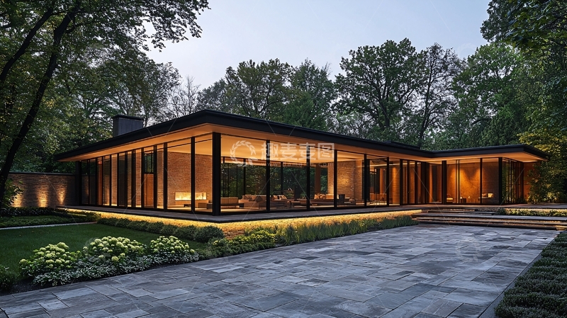 高清大图下载【趣麦麦图】现代简约别墅夜景