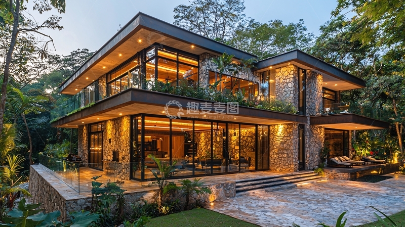 高清大图下载【趣麦麦图】现代丛林别墅