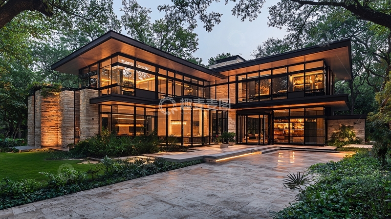 高清大图下载【趣麦麦图】现代森林别墅建筑外景