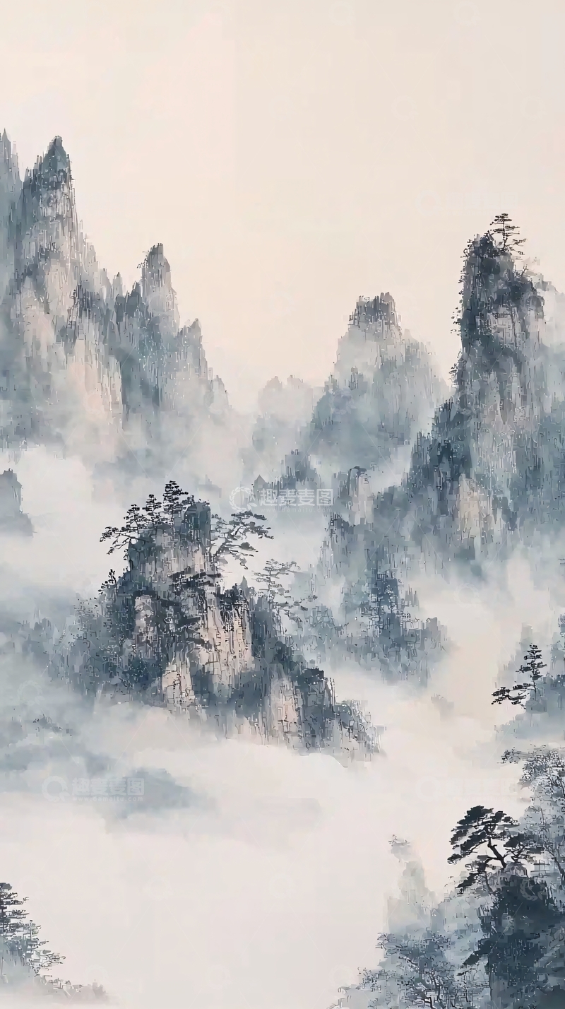 高清大图下载【趣麦麦图】水墨山水画445