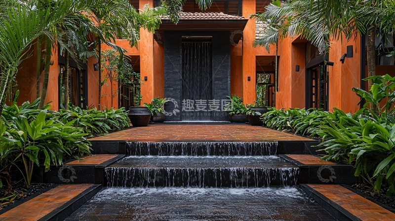 高清大图下载【趣麦麦图】热带风格别墅入口