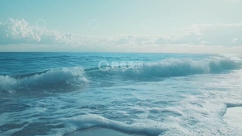 高清大图下载【趣麦麦图】海浪拍打沙滩