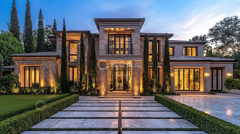 高清大图下载【趣麦麦图】现代豪华别墅夜景