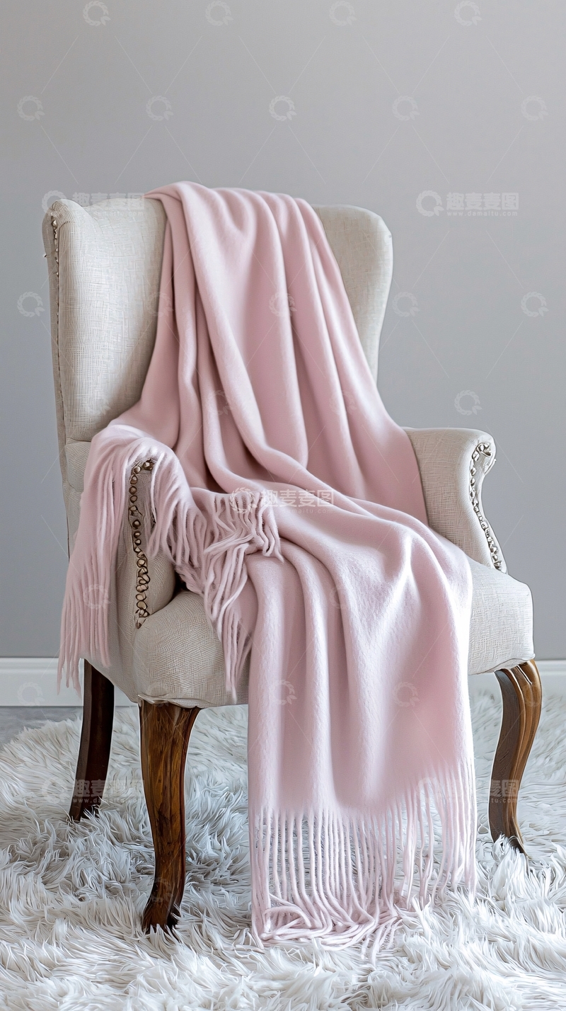 高清大图下载【趣麦麦图】粉色羊绒毯