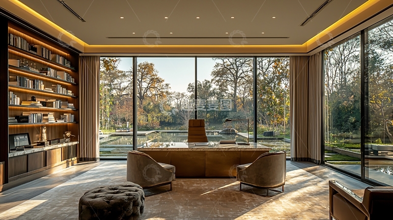 高清大图下载【趣麦麦图】现代简约书房设计