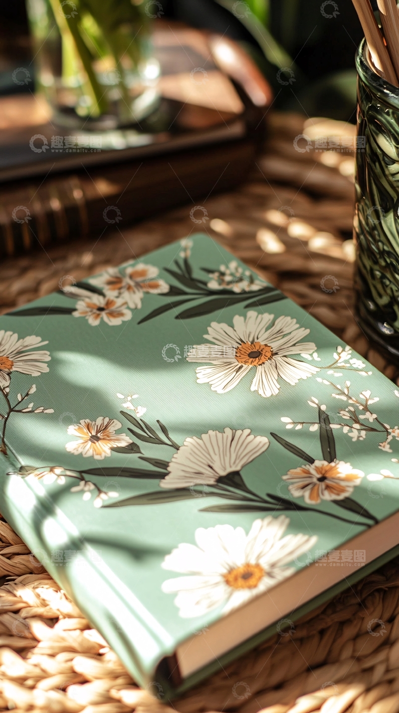 高清大图下载【趣麦麦图】绿松石花卉图案笔记本