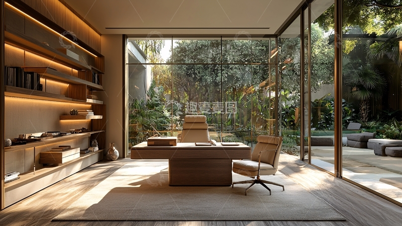 高清大图下载【趣麦麦图】明亮舒适的现代书房