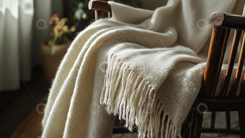 高清大图下载【趣麦麦图】毛毯放在摇椅上