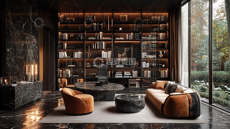 高清大图下载【趣麦麦图】豪华现代书房