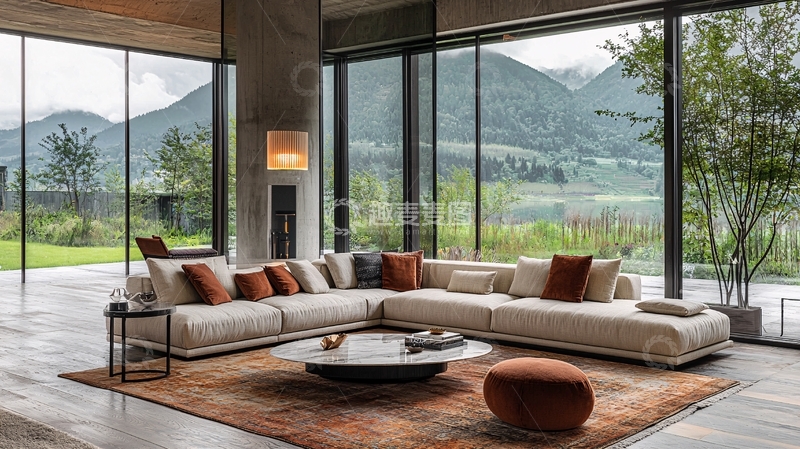 高清大图下载【趣麦麦图】极简现代风格客厅全景