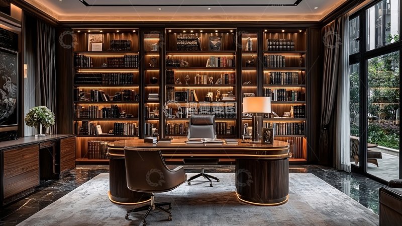 高清大图下载【趣麦麦图】高端大气书房设计
