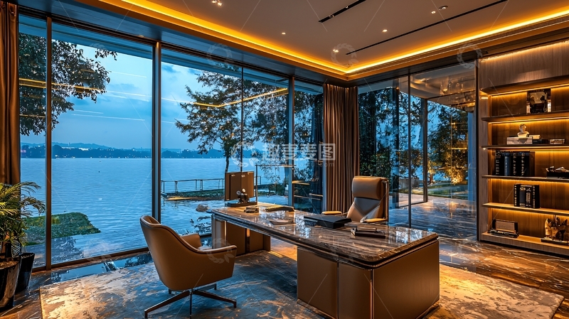 高清大图下载【趣麦麦图】湖景豪宅办公空间