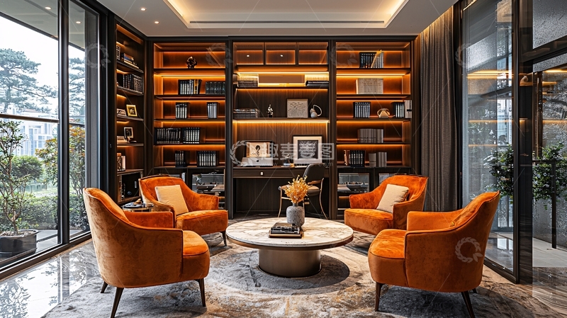 高清大图下载【趣麦麦图】舒适的现代风格会客厅