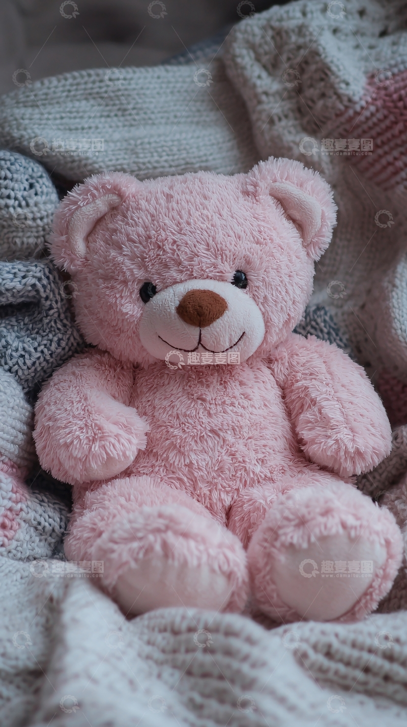 高清大图下载【趣麦麦图】粉色毛绒泰迪熊