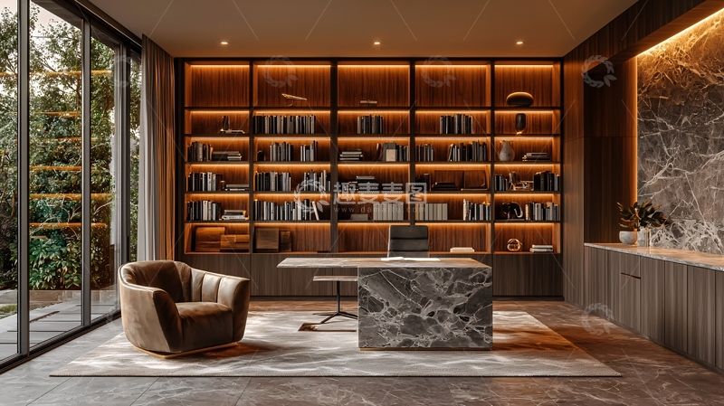 高清大图下载【趣麦麦图】现代简约书房