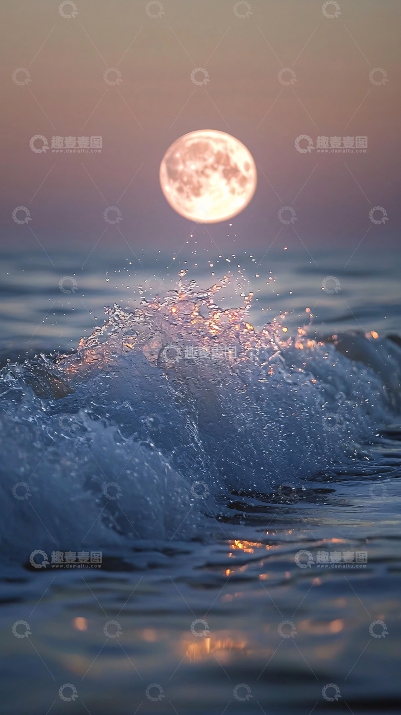 高清大图下载【趣麦麦图】大海月色