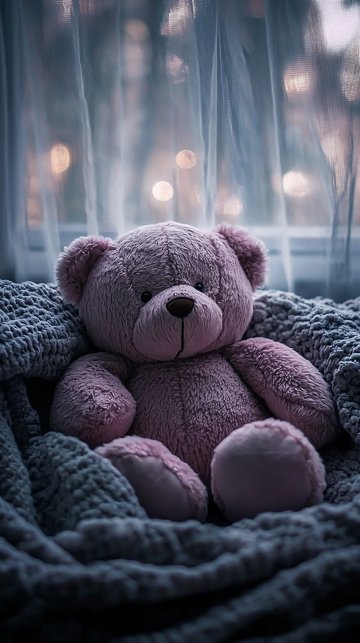 窗边毛绒玩具熊