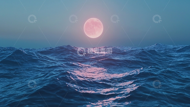 高清大图下载【趣麦麦图】粉色月亮