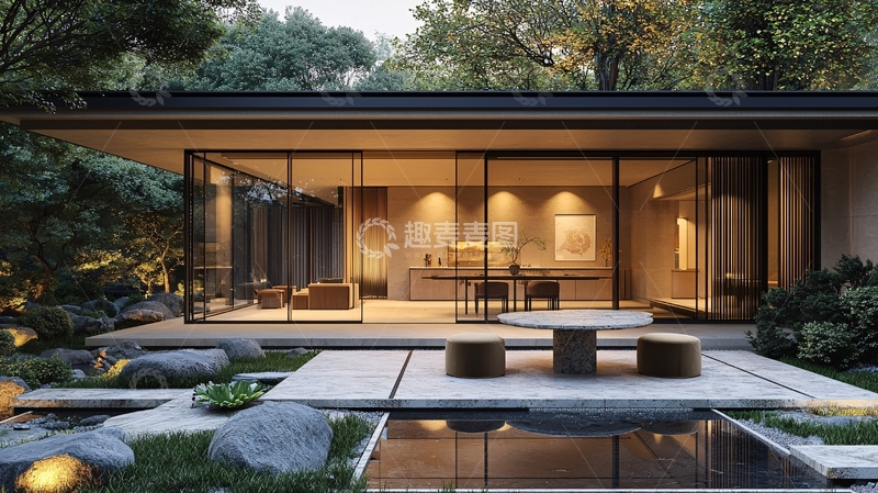 高清大图下载【趣麦麦图】-现代简约庭院景观