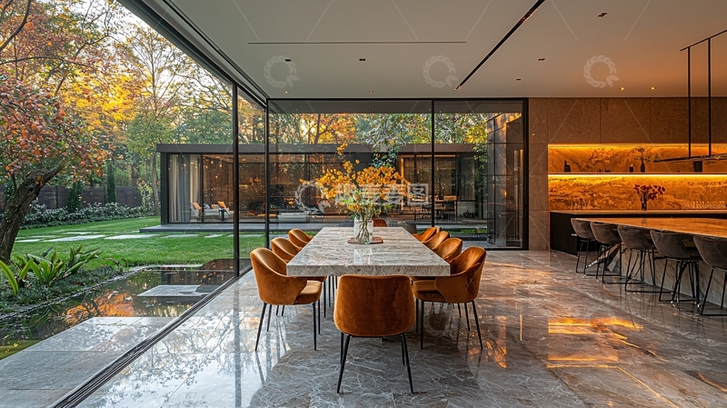 高清大图下载【趣麦麦图】开阔落地窗餐厅