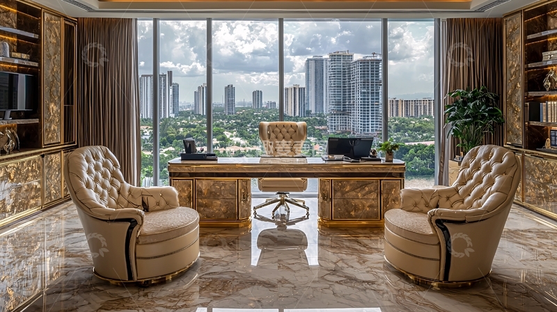 高清大图下载【趣麦麦图】豪华办公室大落地窗