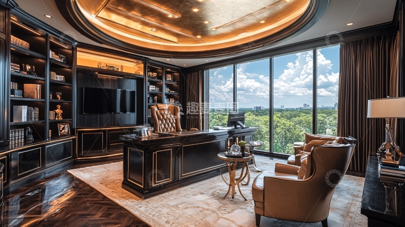 高清大图下载【趣麦麦图】豪华书房办公室