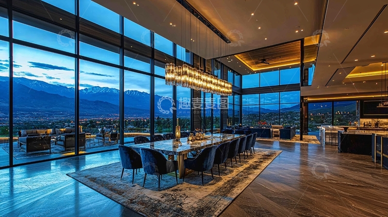 高清大图下载【趣麦麦图】现代极简风格别墅餐厅