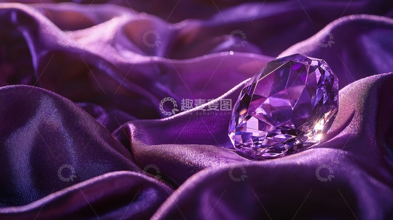高清大图下载【趣麦麦图】紫色丝绸上的紫宝石