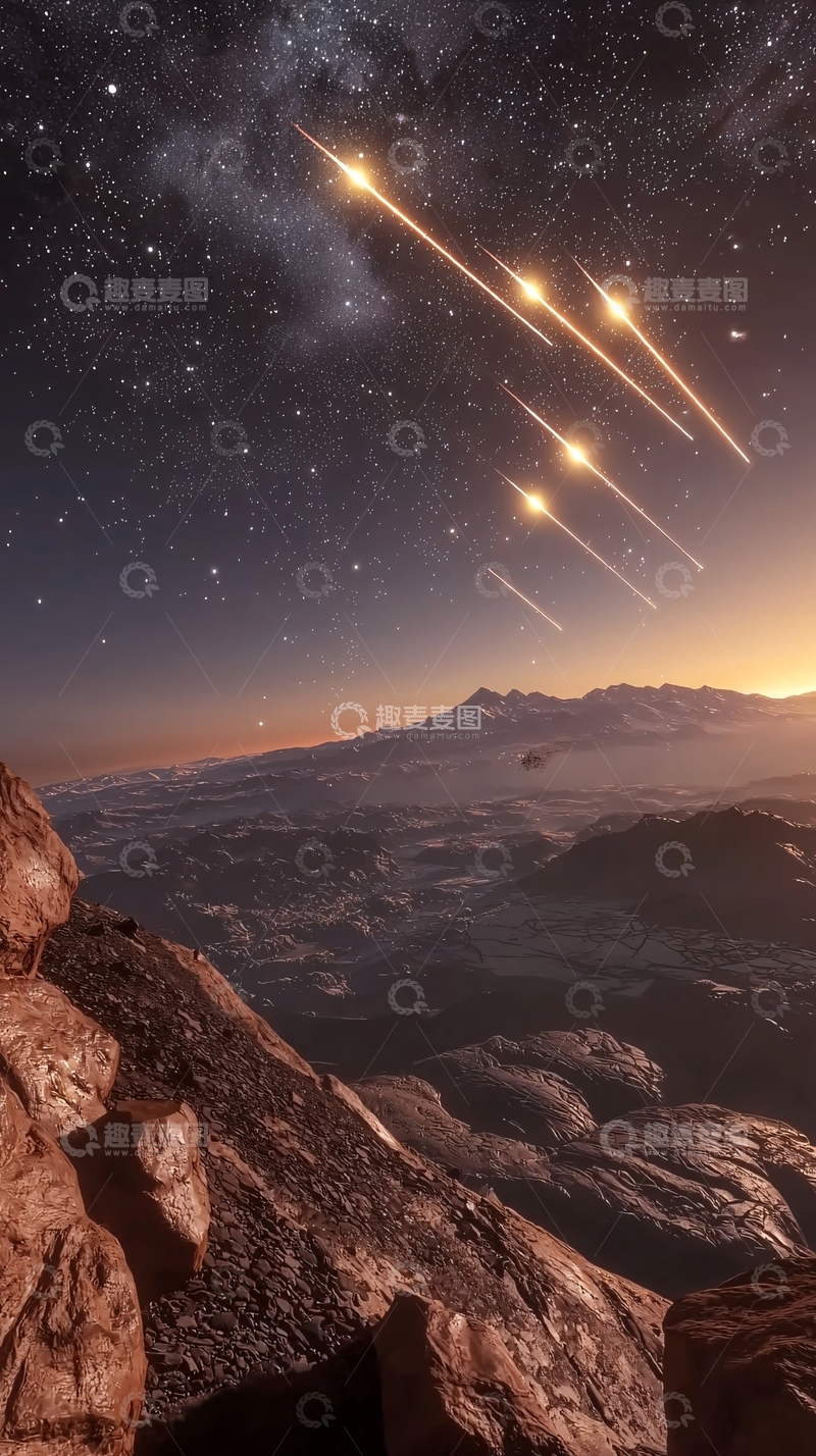 高清大图下载【趣麦麦图】火星陨石雨