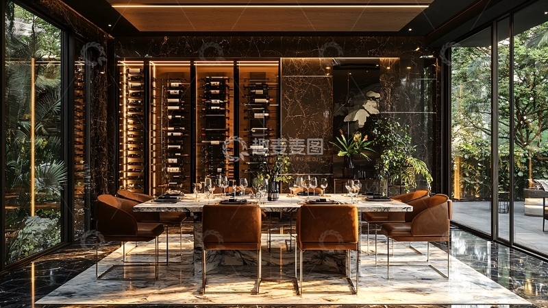 高清大图下载【趣麦麦图】现代酒窖餐厅设计