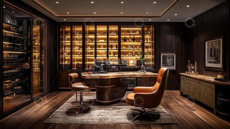 高清大图下载【趣麦麦图】豪华典雅的家庭办公室