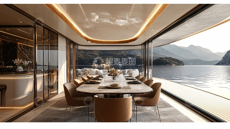 高清大图下载【趣麦麦图】豪华游艇餐厅
