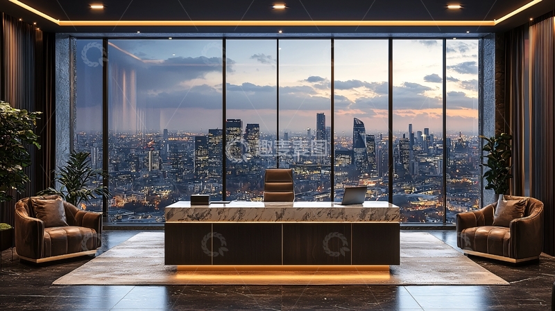 高清大图下载【趣麦麦图】豪华办公室全景落地窗