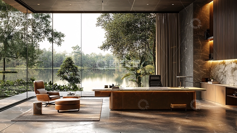 高清大图下载【趣麦麦图】湖景办公室