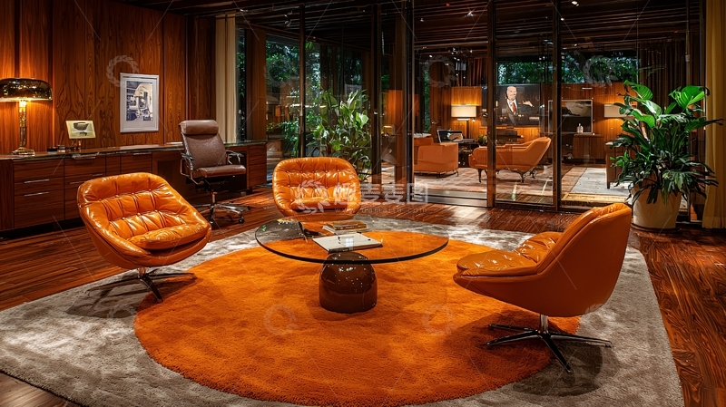 高清大图下载【趣麦麦图】温馨的橙色现代客厅