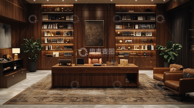 高清大图下载【趣麦麦图】高端大气书房设计