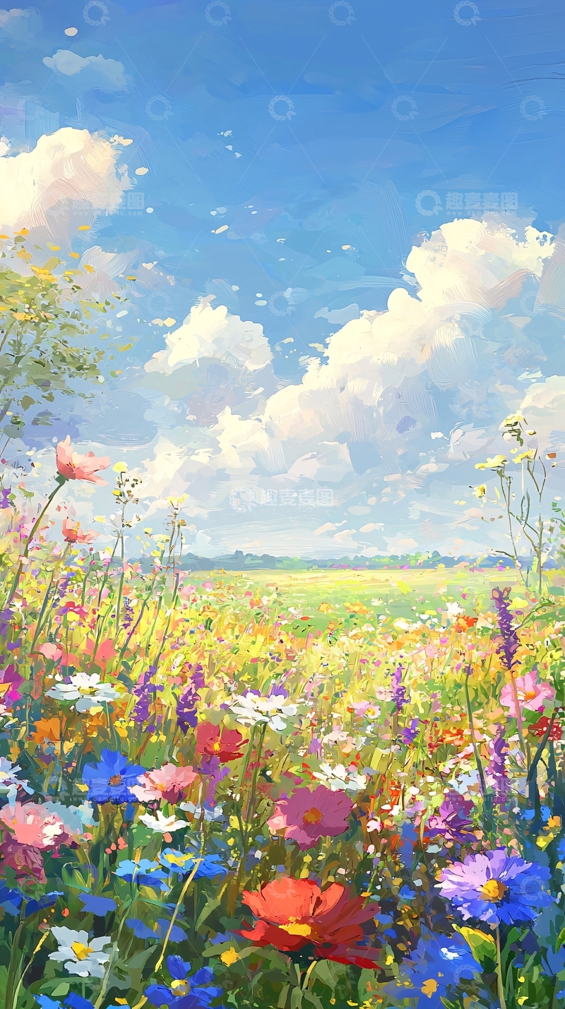 高清大图下载【趣麦麦图】鲜花盛开的田野