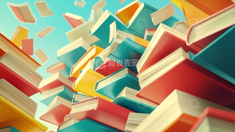 高清大图下载【趣麦麦图】彩色书籍堆叠