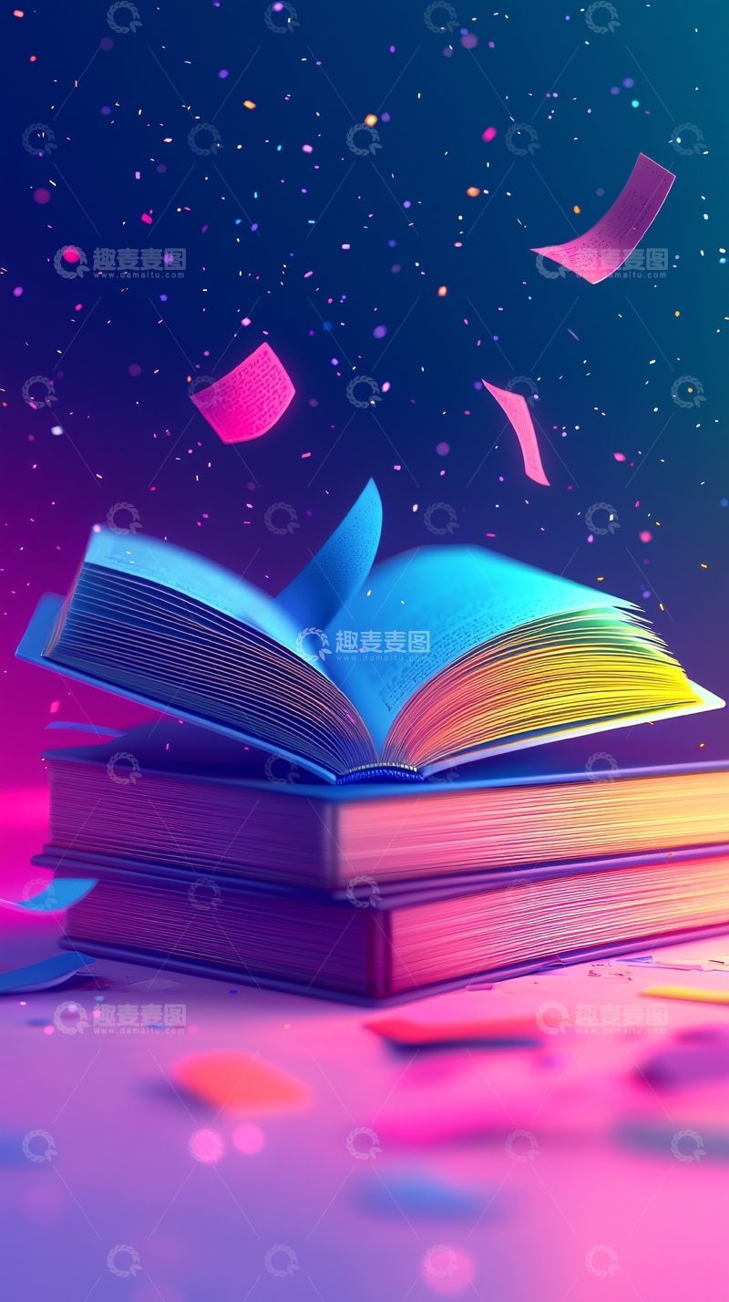 高清大图下载【趣麦麦图】梦幻彩虹书本