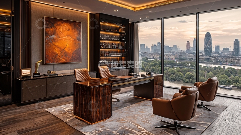 高清大图下载【趣麦麦图】豪华落地窗办公室