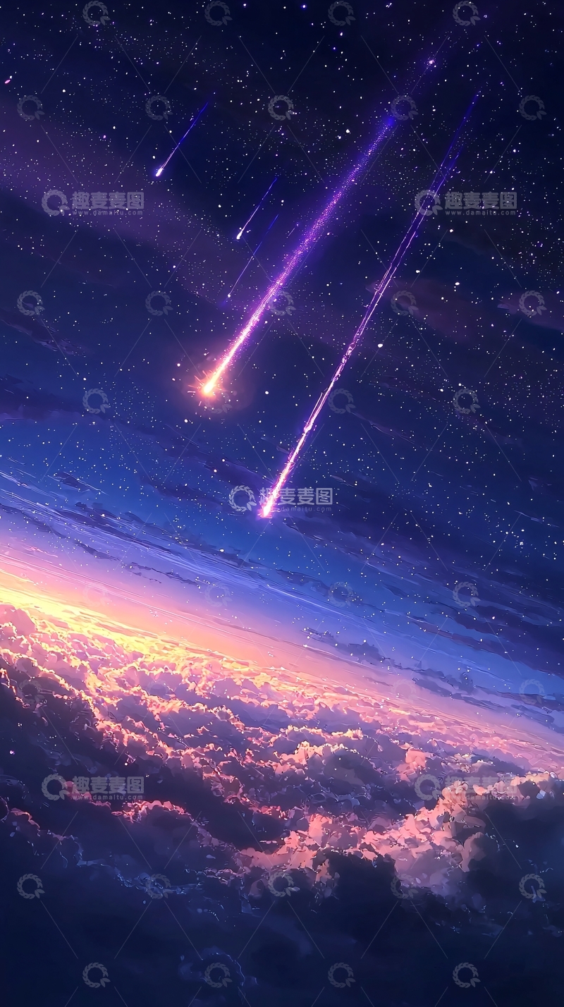 高清大图下载【趣麦麦图】紫色流星雨