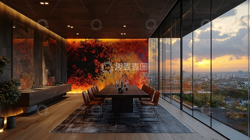 高清大图下载【趣麦麦图】现代豪华餐厅全景