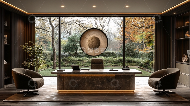 高清大图下载【趣麦麦图】豪华办公室全景落地窗
