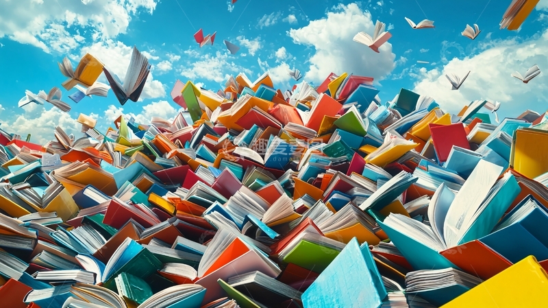 高清大图下载【趣麦麦图】书籍堆积如山