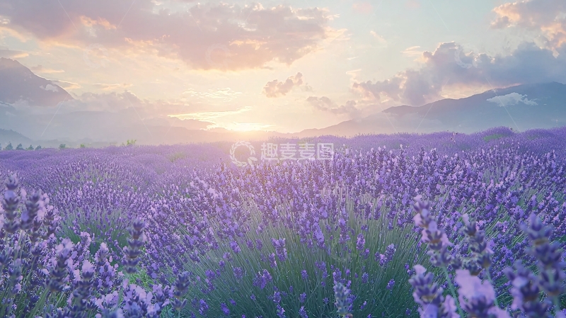 高清大图下载【趣麦麦图】日出薰衣草田园风光
