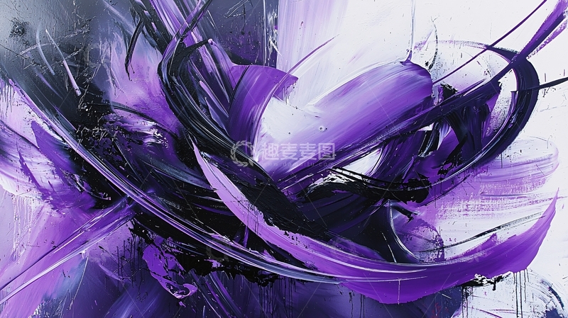 高清大图下载【趣麦麦图】抽象紫色油画